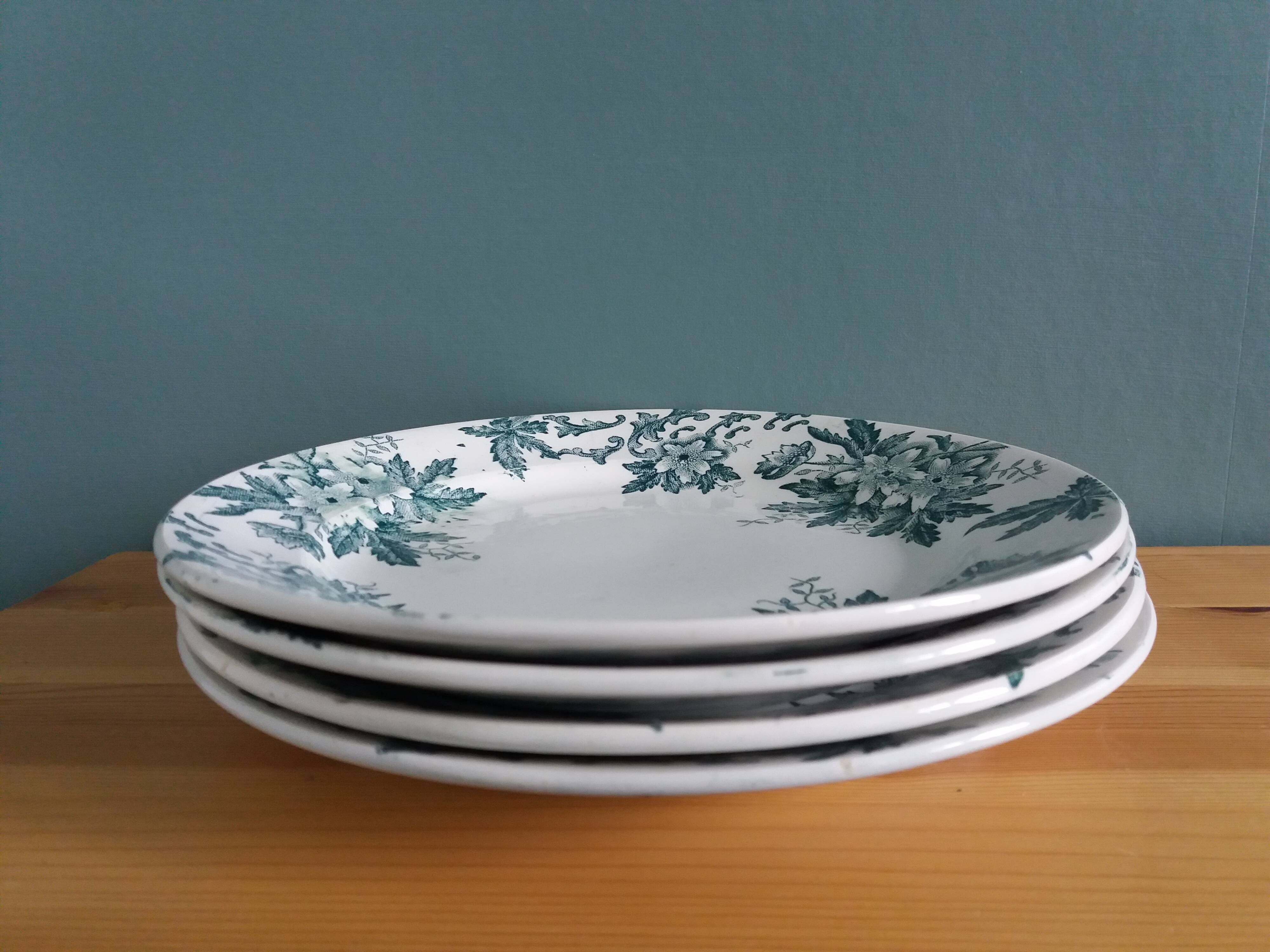 Assiettes Terre de fer Saint Amand décor Anémone