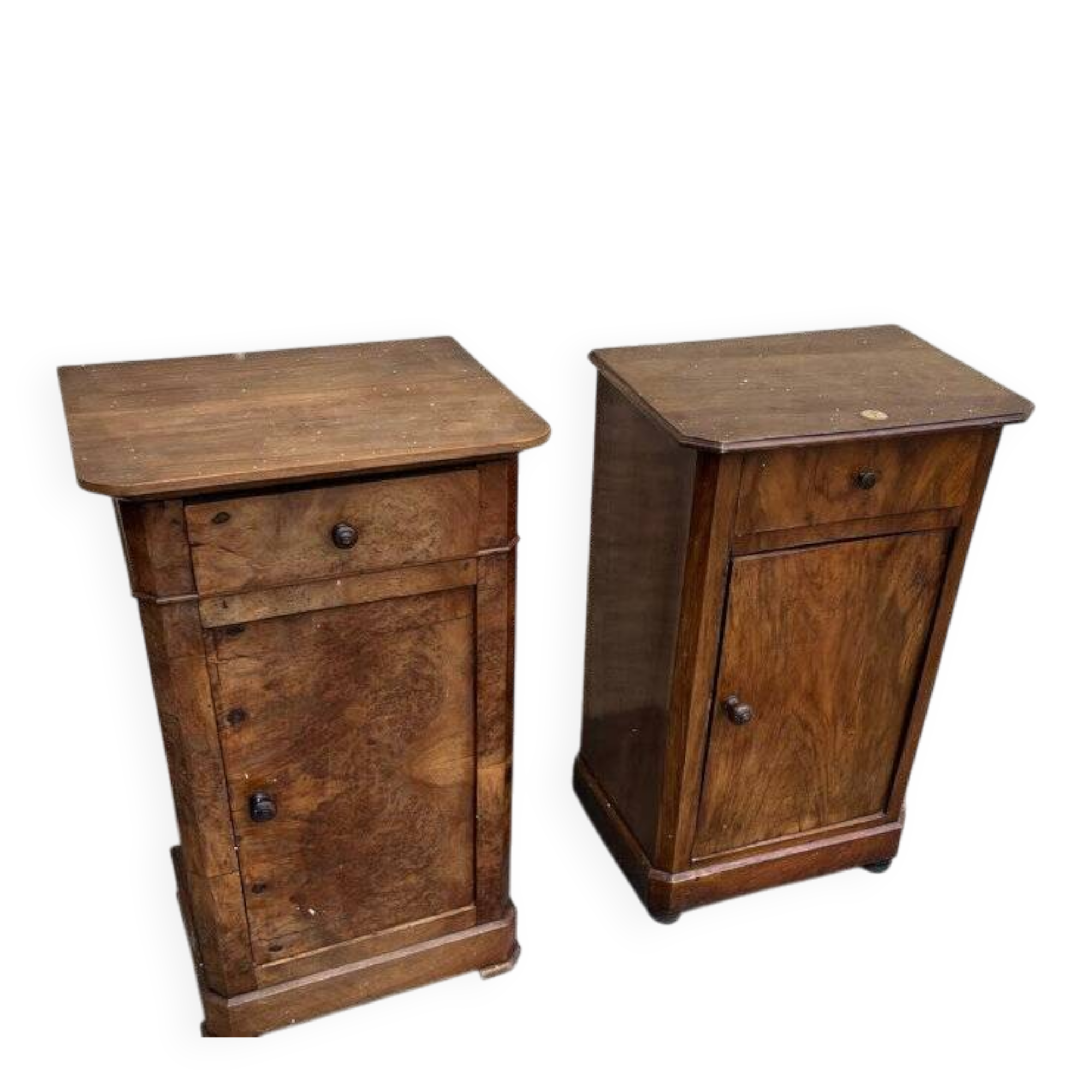 Pair of walnut bedside tables