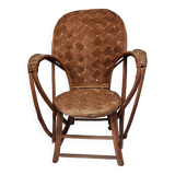 Armchair made from woven chestnut slats, called Le Corbusier