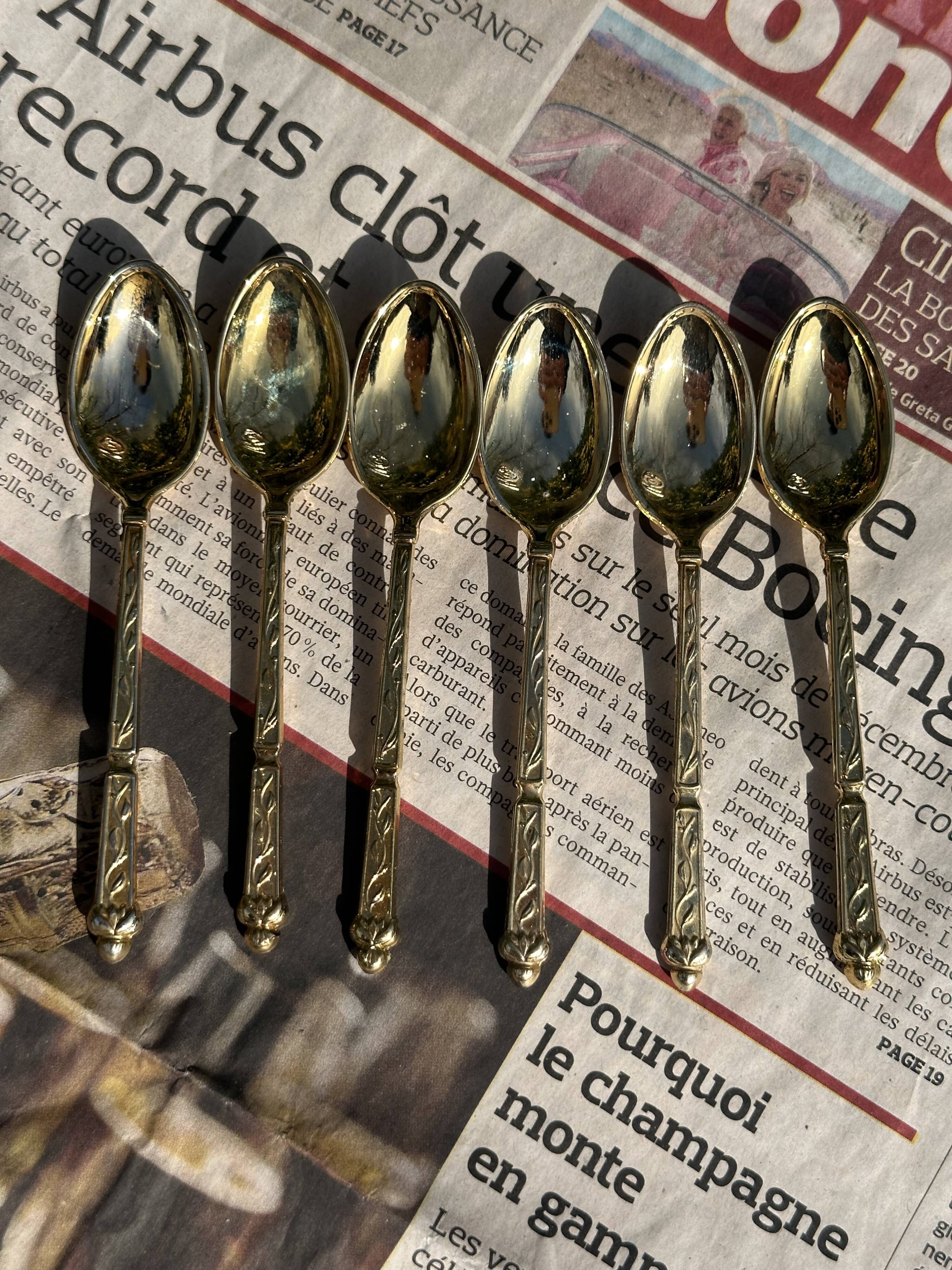 Set of 6 Vintage Gold Moka Spoons - Tableware - Coffee Spoons