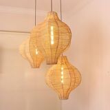 Set of 3 rattan chandelier,extra large light 50 cm x 60 cm