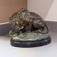 Antique Cold-Painted Bronze Lion Fighting a Snake, After Antoine-Louis Barye