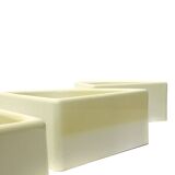 Elco white plaster corner flower pots, 1970s, set of 3.