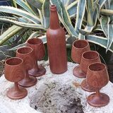 Scandinavian bottle and teak glass service