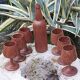 Scandinavian bottle and teak glass service
