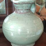 Old small glazed ceramic pottery pitcher