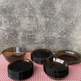 Set of smoked glass tableware 70s