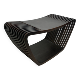 Post modern Dutch slatted wooden wavy curvy bench or  coffee table, 1970s
