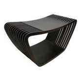 Banc ou table basse à lattes en bois ondulé et courbé, style néerlandais post-moderne, années 1970
