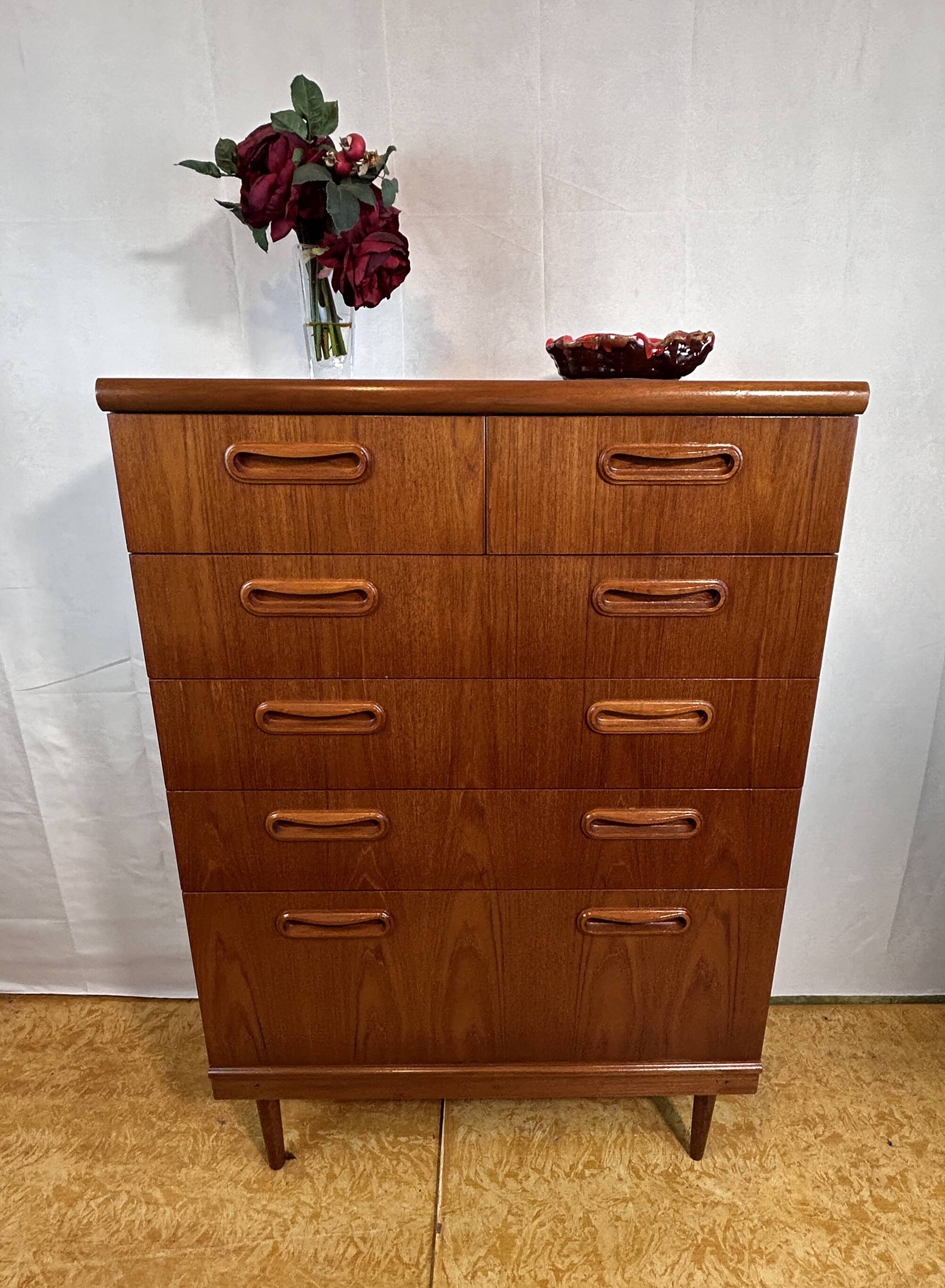 Mid Century Retro Vintage Teak Tallboy Chest of Drawers GPlan 1960