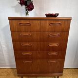 Commode haute à tiroirs rétro vintage en teck du milieu du siècle GPlan 1960