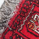 Tapis vintage fait main Ersari – 24 x 30 cm – Rouge éclatant - 1C968