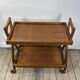 Vintage Cherry Wood Rolling Trolley from the 1970s
