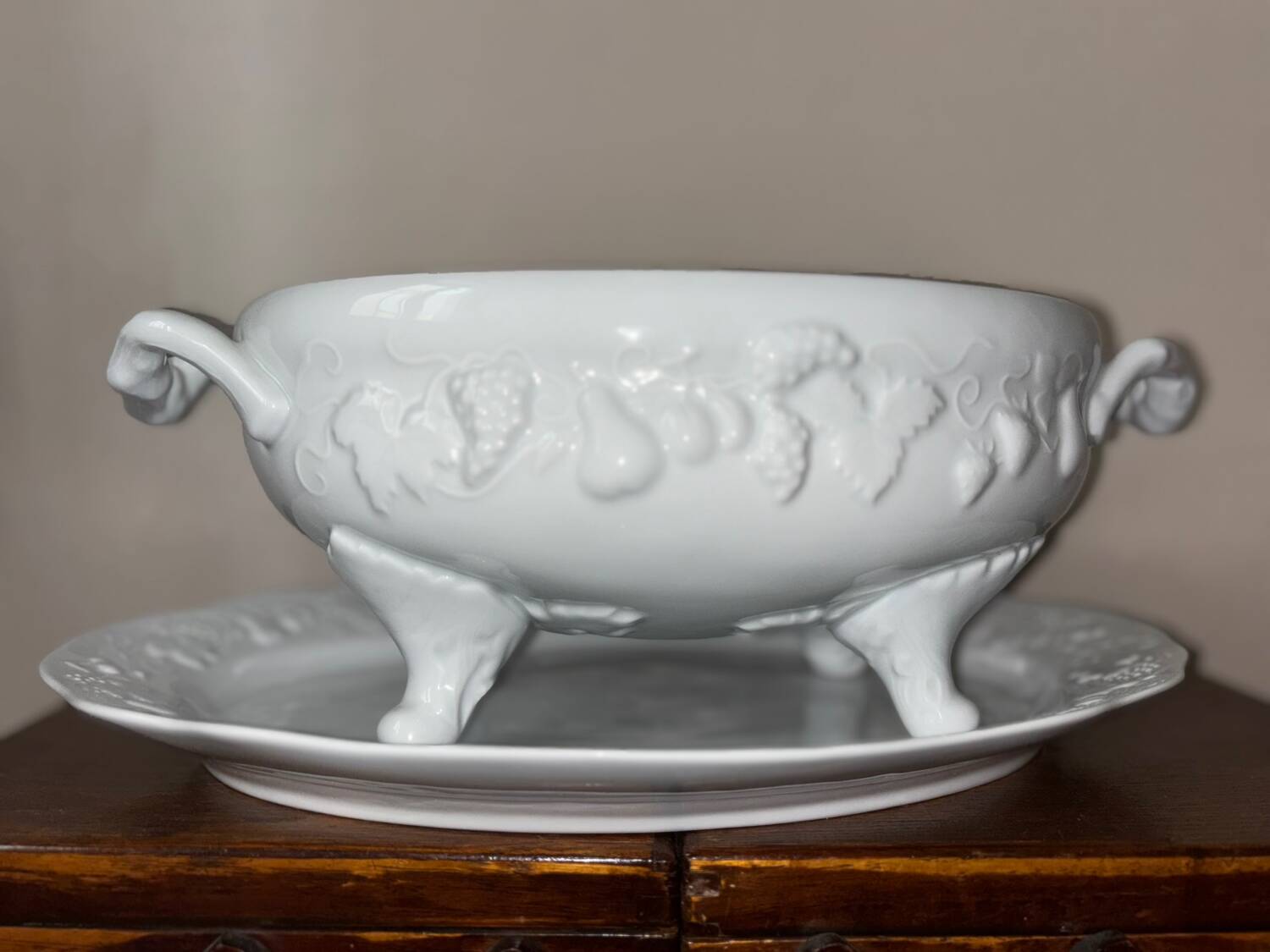 Vegetable soup tureen porcelain PH Deshoulièrrs
