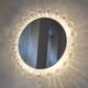 Large circular Boho wall lights with mirror in melted ice acrylic, 1970s