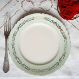 Assiettes plates anciennes dépareillées en faïence avec liserets dorés