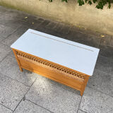 wooden and rattan chest
