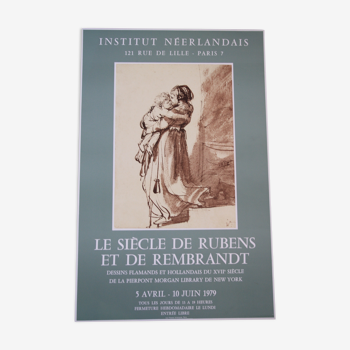 Affiche originale 1979 - 59x38 exposition galerie "Le siècle de Rembrandt à Rubens"