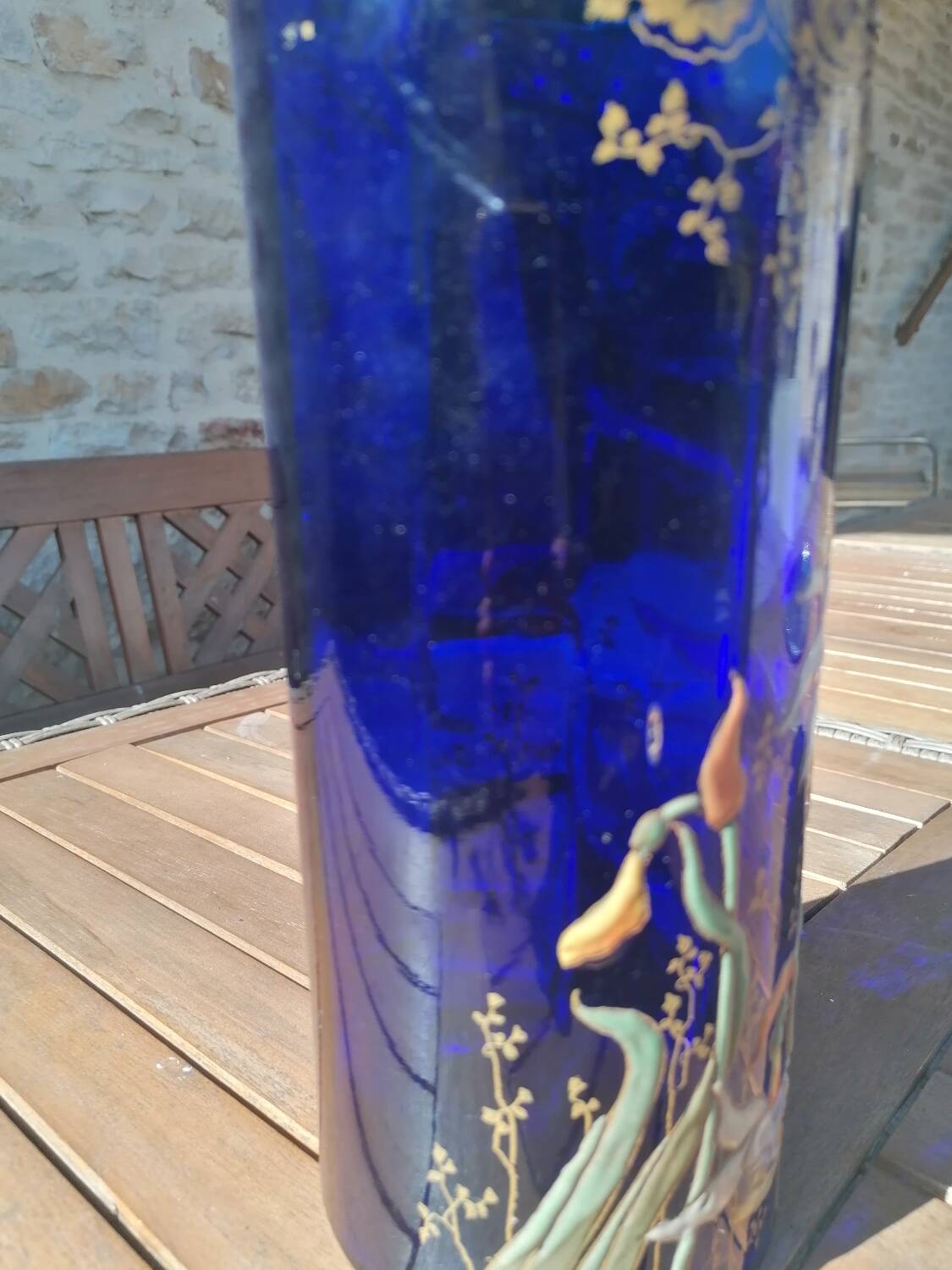 Unsigned F. T. Legras vase with daffodil decoration