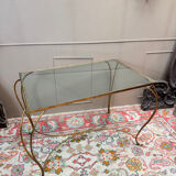 Golden wrought iron console table circa 1950
