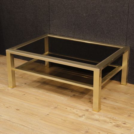 French design coffee table in glass and metal