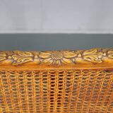 Antique Carved Sofa with Cane Sides , Czechoslovakia