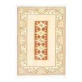 Tapis de zone vintage turc Oushak fait main en laine et coton beige 157x226