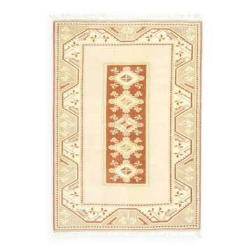 Vintage Turkish Oushak Handmade Wool Cotton Beige Area Rug 157x226