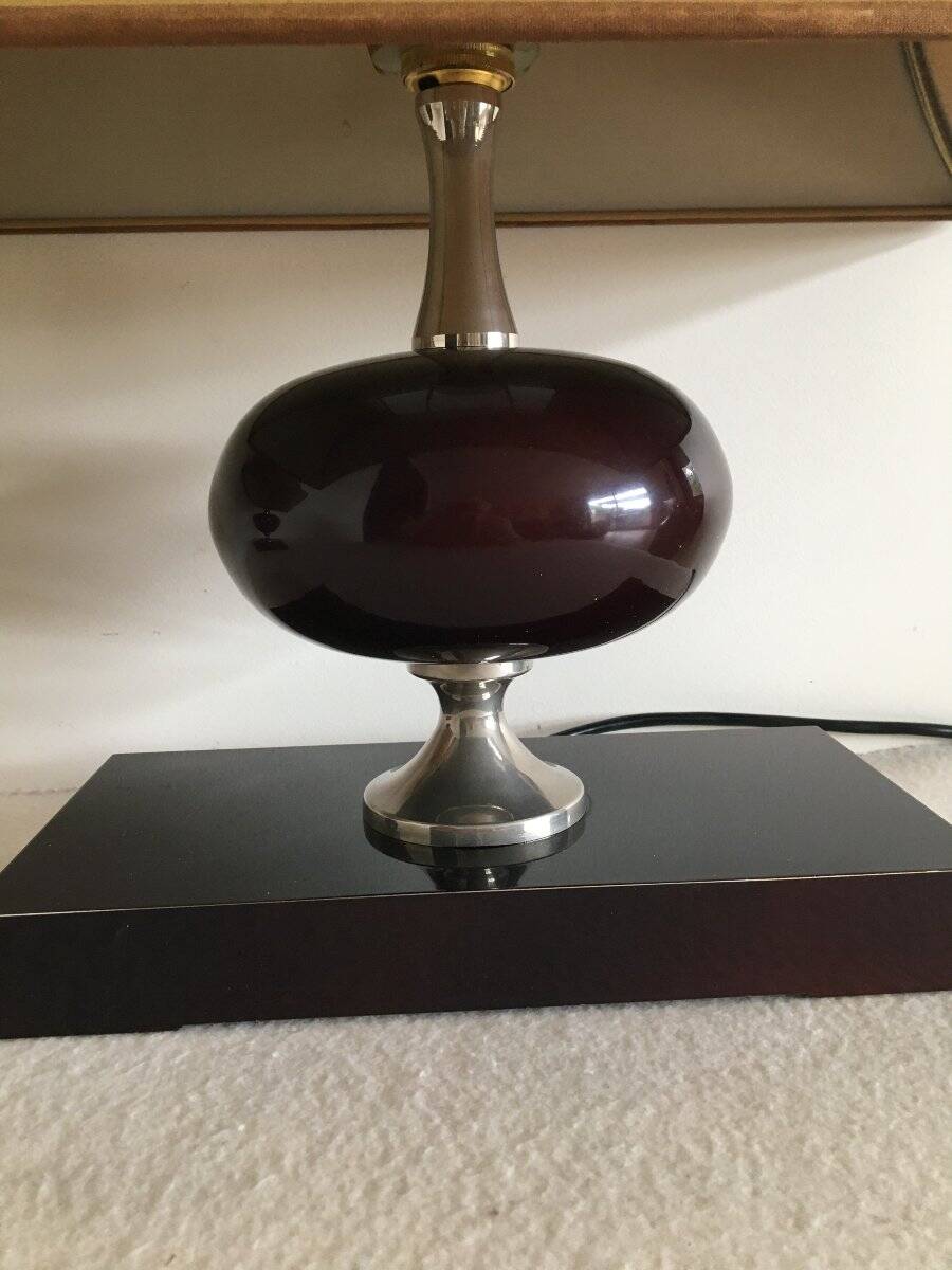 Pair of lamps, resin and chrome steel, by Philippe Barbier, circa 1970.