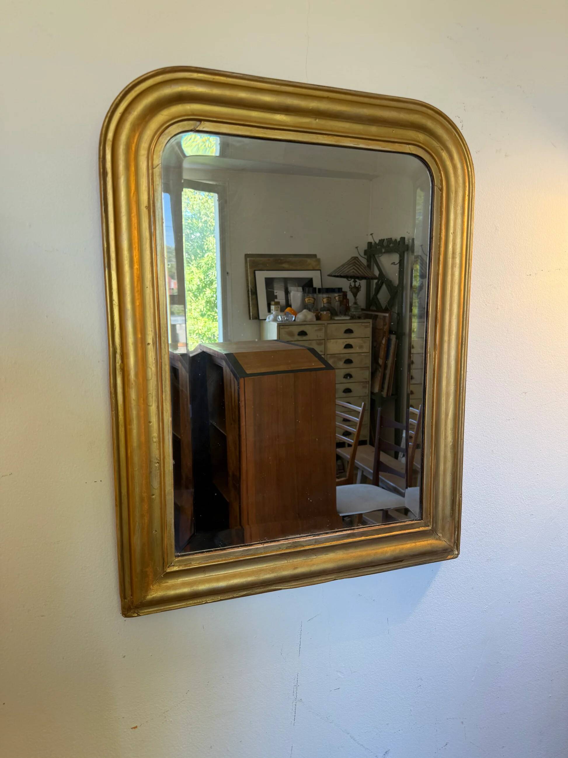 Vintage Louis Philippe mirror with antique gold beveled glass