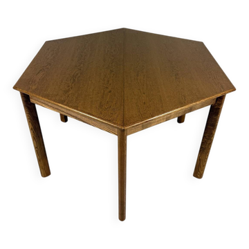 Table de salle à manger hexagonale extensible des années 1970