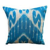 Vintage Uzbek Pillow, Boho Moroccan Decor, Handmade Silk Square Cushion