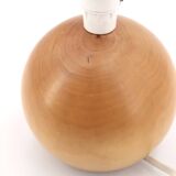 Blond wood ball lamp, raffia lampshade, 90s