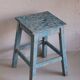 Blue patinated farm stool