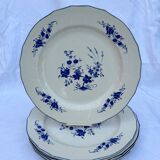 Ensemble de 4 assiettes Bleu de Tournay terre de fer