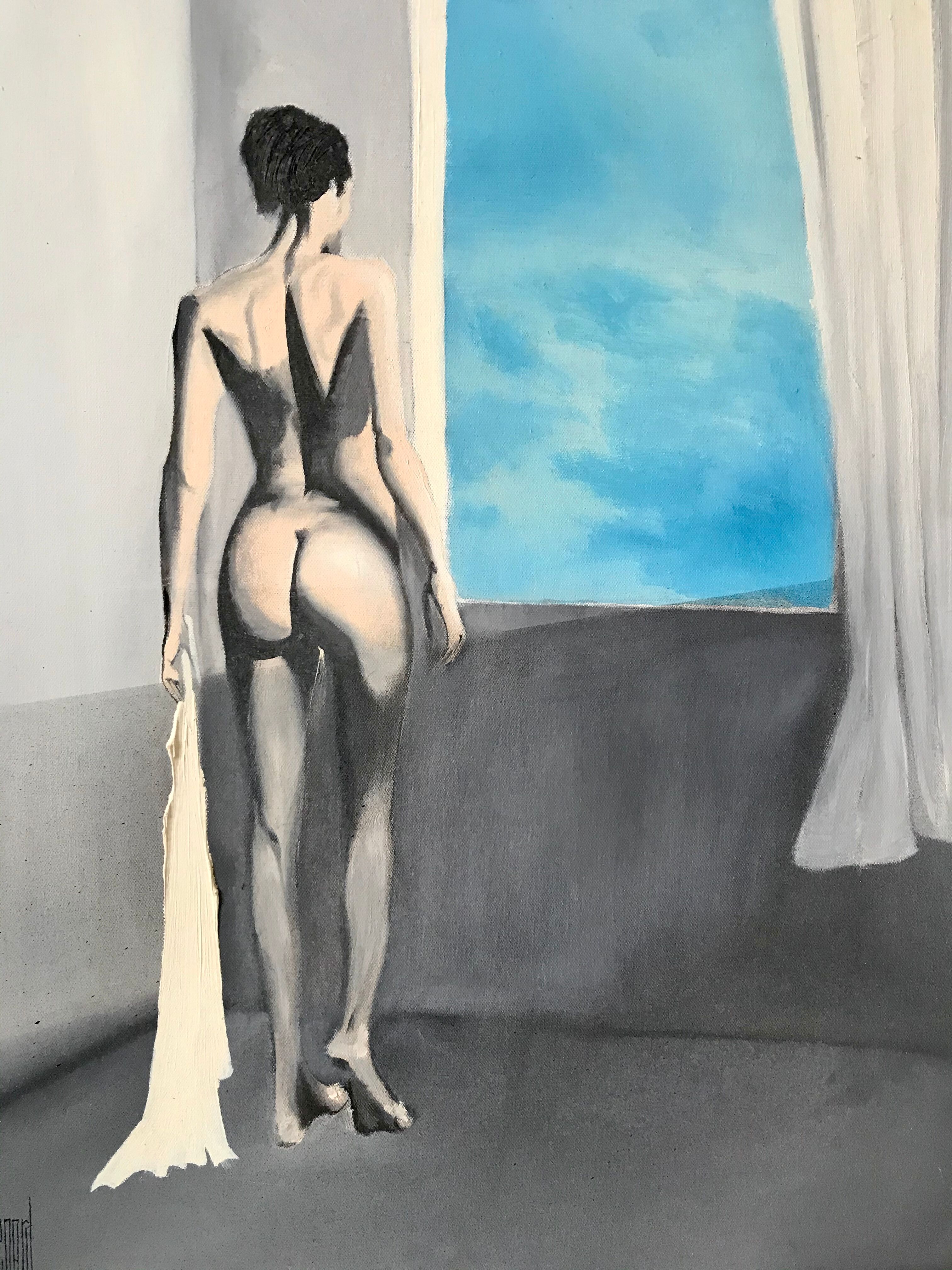 Oil on canvas vintage nude woman