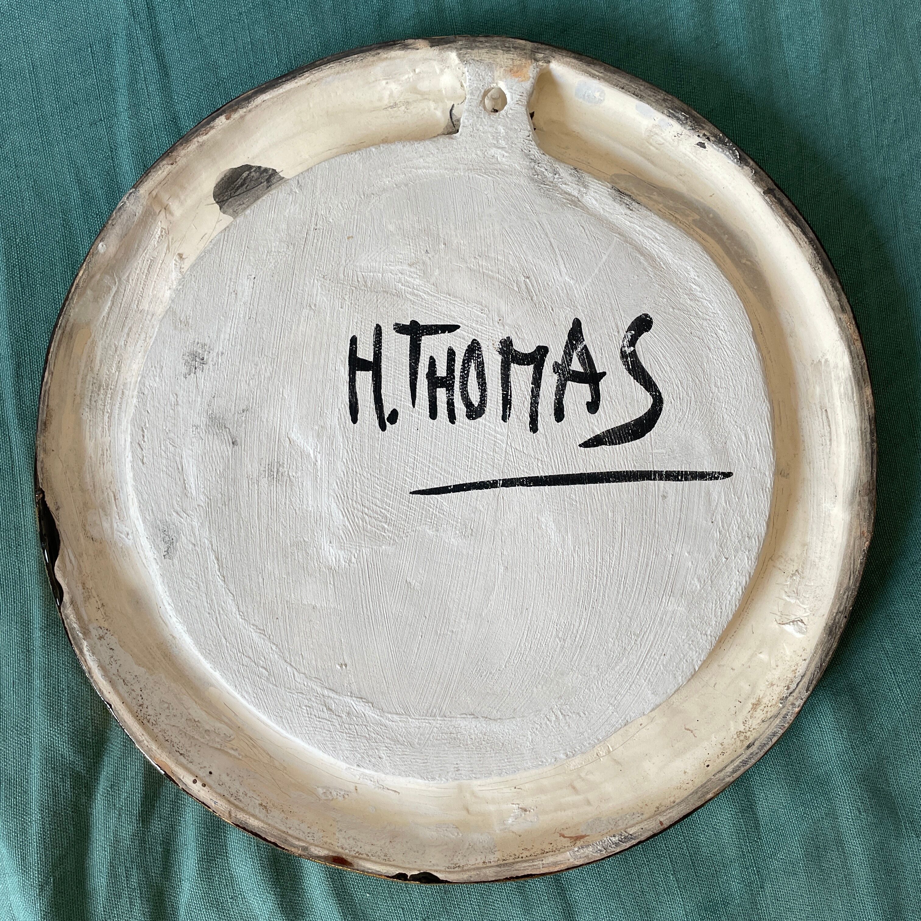 Ceramic mirror design vintage gilded 1960 hendrich thomas