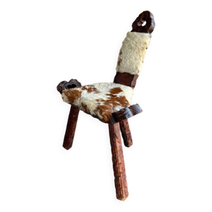 Chaise vintage tripode - peau