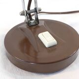 Vintage articulated desk lamp in brown metal and chrome years 60/70