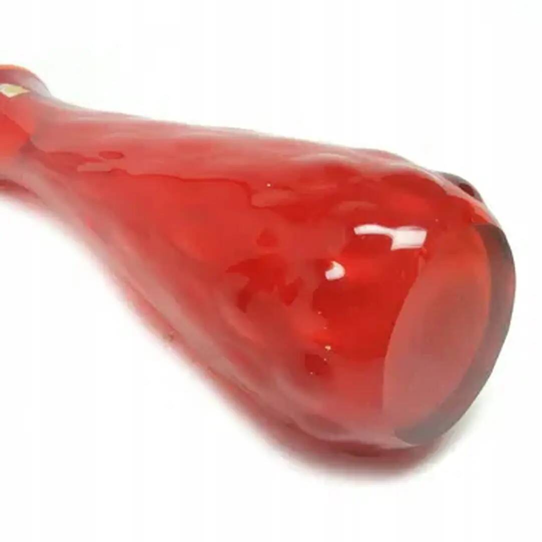Vase en forme de haricot, style moderne du milieu du siècle, en verre rouge, Ząbkowice, Pologne, années 1970