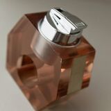 Apricot plexiglass table lighter by Astrolite with silver frame - Space Age Italian 1970s sculpture