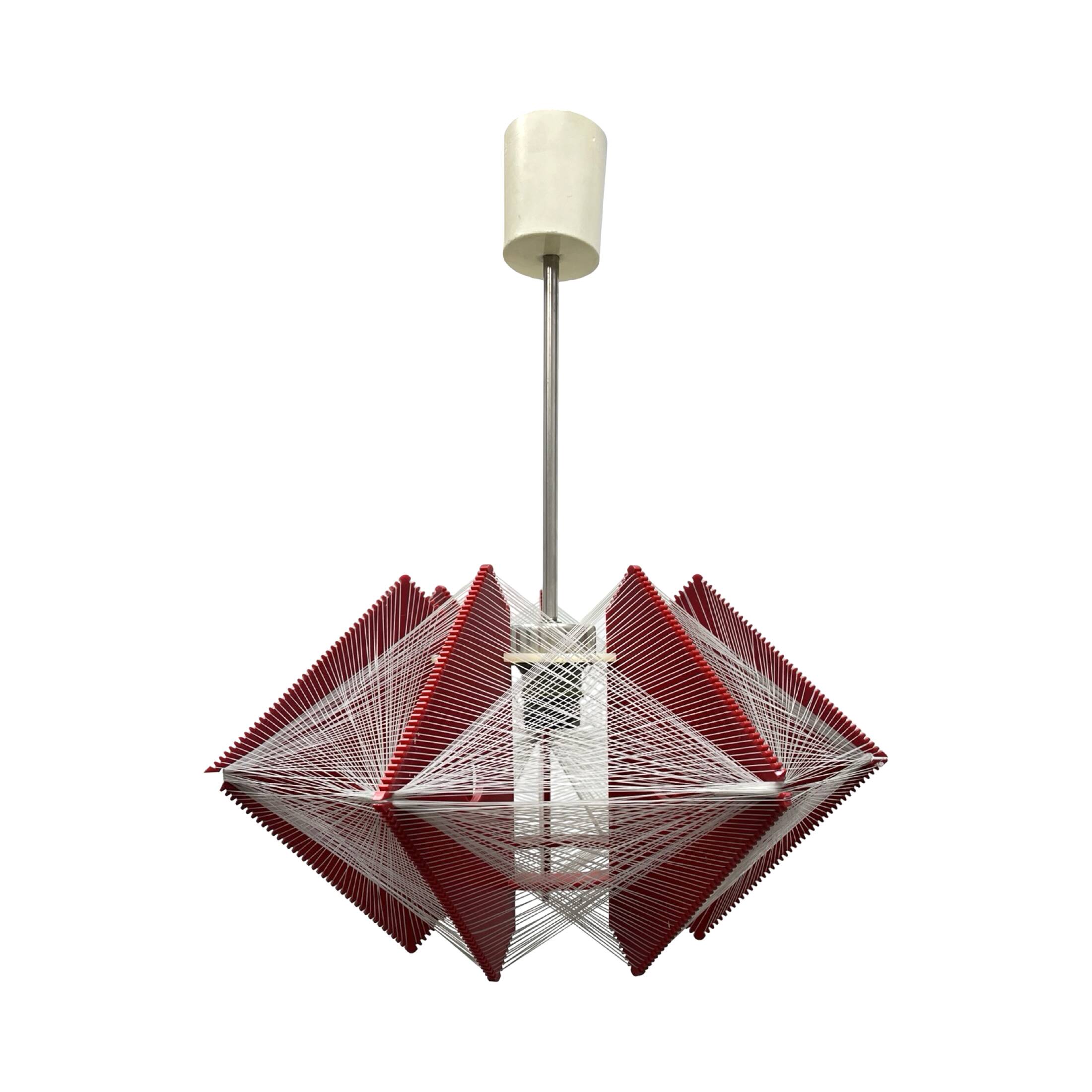 "Rozwój" Kłobuck hanging string lamp, Polish design from the PRL 1970