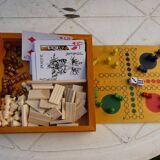 wooden games box: chess - little horses - dominoes - cards