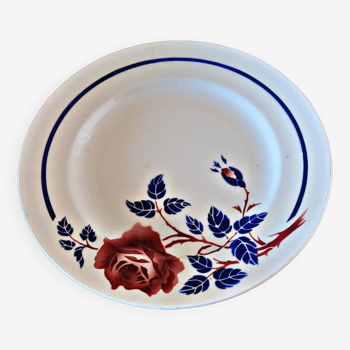 Round dish K&G Lunéville model Chantal (pink flower blue leaves)