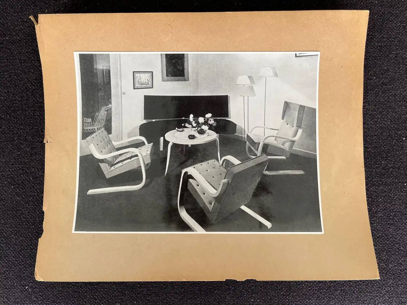 Original photo of interior, Bruno Matthson, Alvar Aalto, Stylclair, 1951