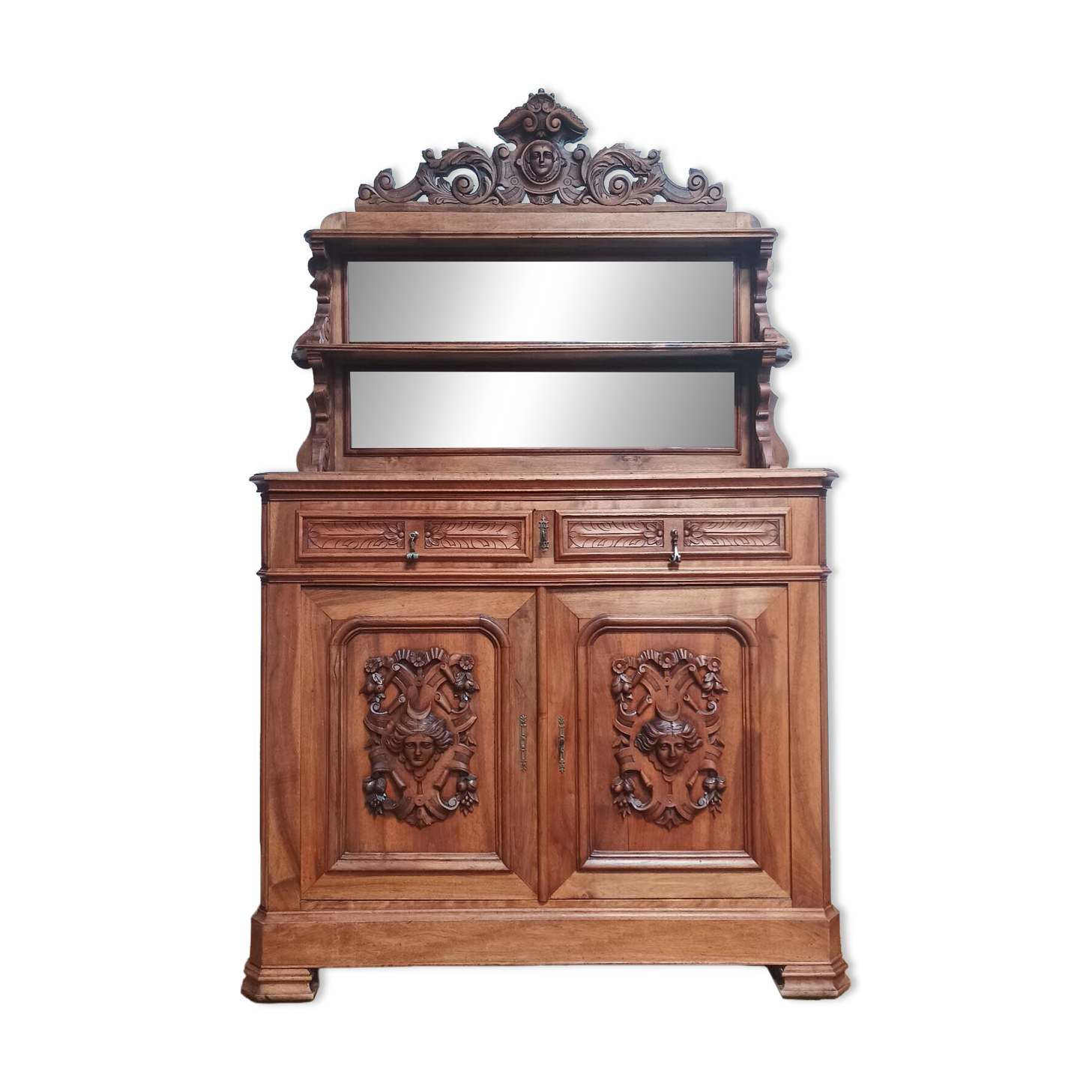 19th-century walnut Saint Hubert buffet