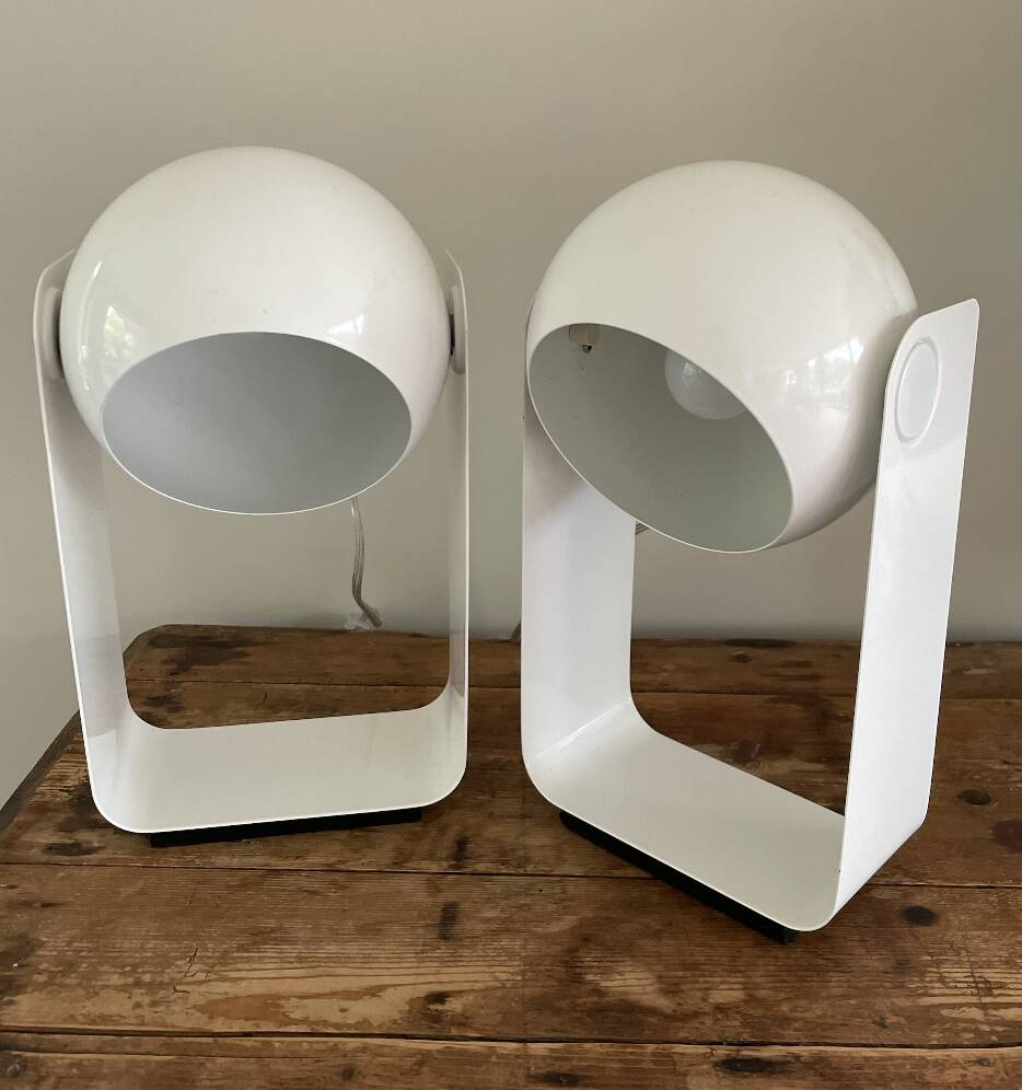 Vintage Table Lamp White Space Age Look Massive 90's design