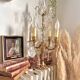 Girandole candelabra lamp in crystal and bronze