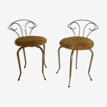 Pair of chairs moumoute golden rotating structure