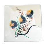 Plat carré porcelaine de Longwy, modèle aurore numérotée,  rétro chic